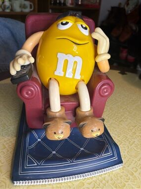 M&M's Yellow Figure in Red Armchair Dispenser- Yellow M&M Character